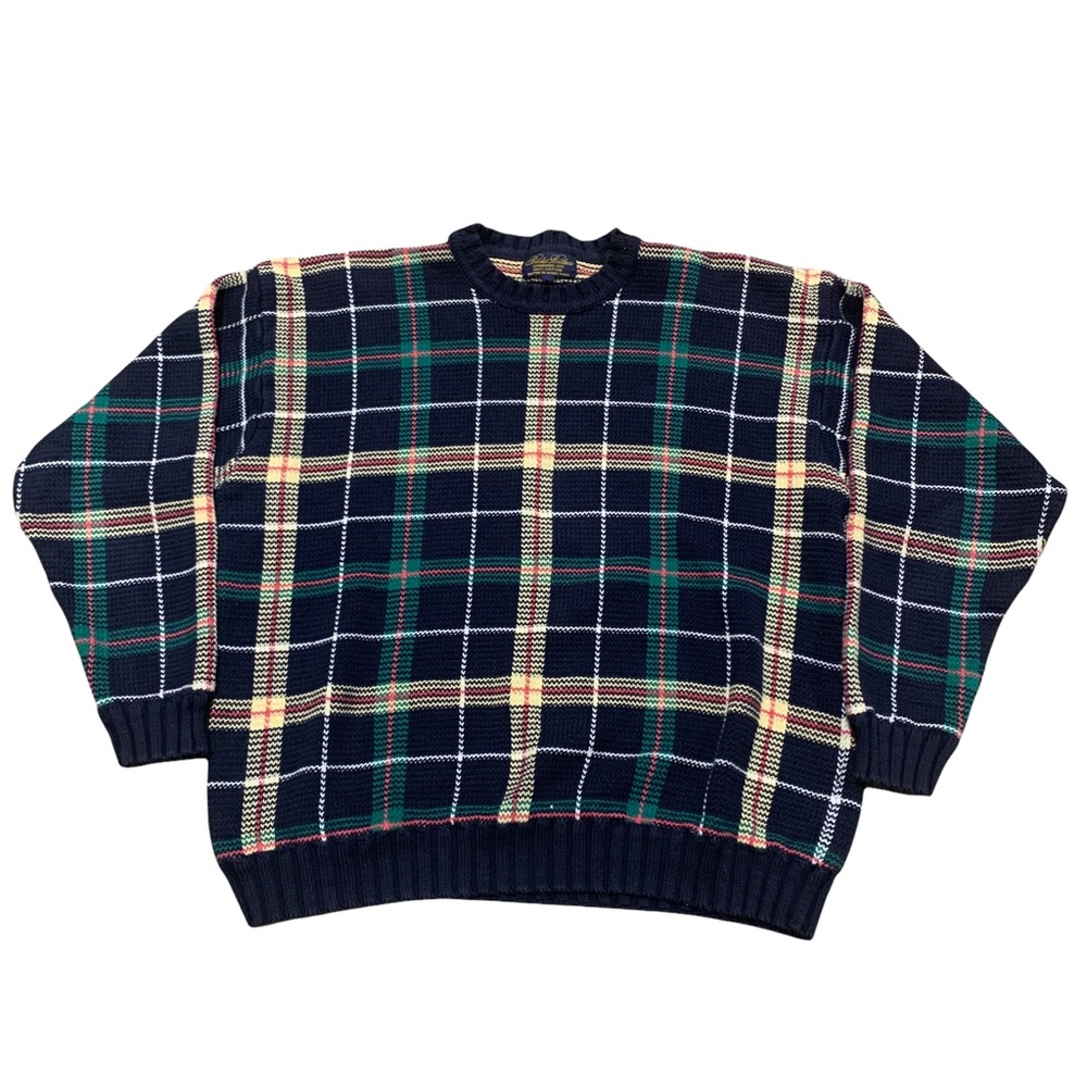 Vintage Brookes Brothers Plaid Knit Sweater